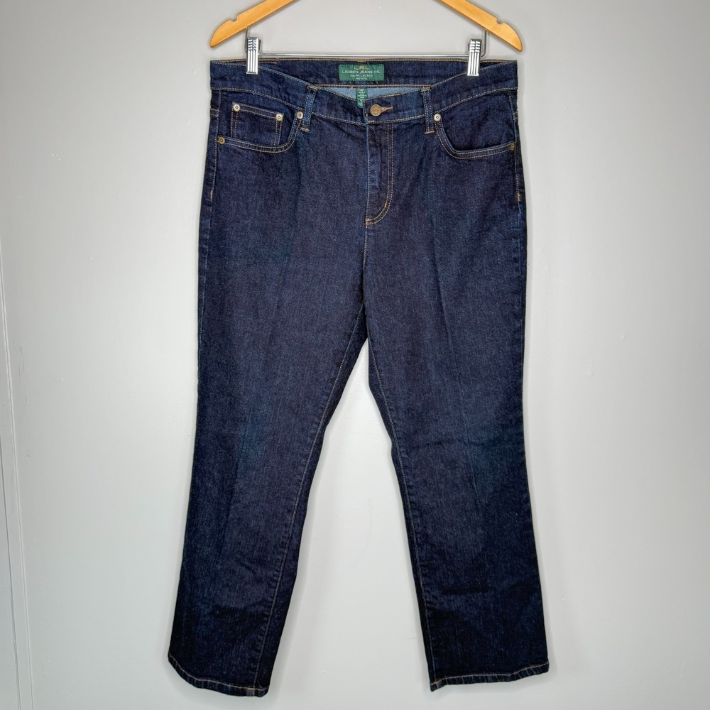 Lauren Ralph Lauren Jeans Co Petite 14P Dark Wash Straight Leg Stretch Jeans
